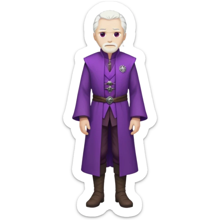a white haired old man with purple eyes standing, full body, in Targaryen themed clothes, clothes aren't purple  sticker
