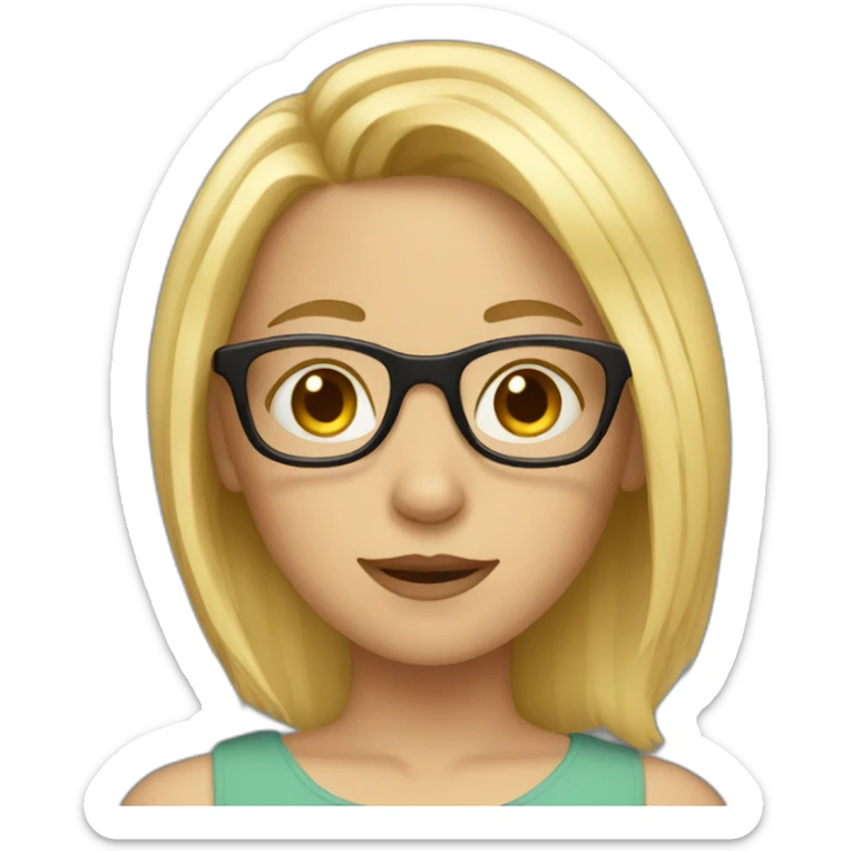 girl with glasses and blond hair sticker