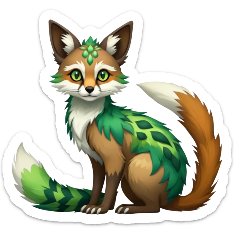 Feral Rare Fantasy vibrant colorful Vernid-Trico-species by LiLaiRa, random markings, tufted tail, tufted ears, full body sticker