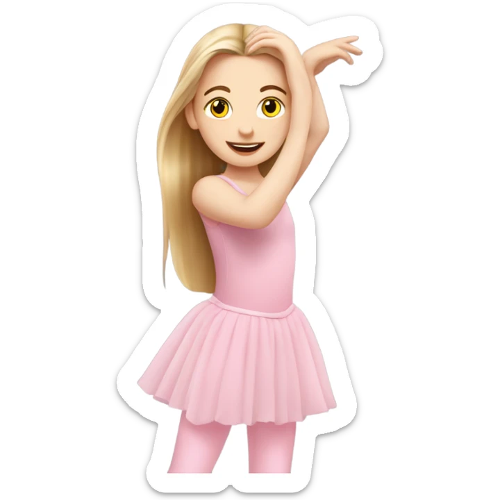 white girl, pink ballet girl. ballet pose, long hair sticker
