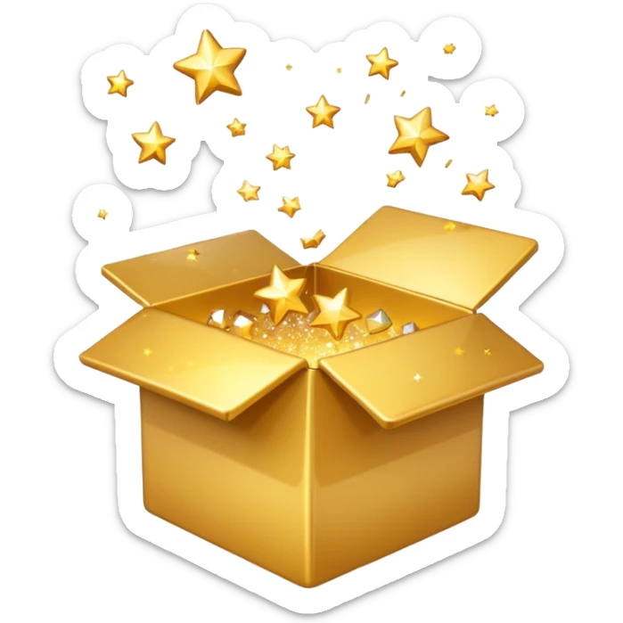 emoji of open box with sparkles jump out of the box sticker