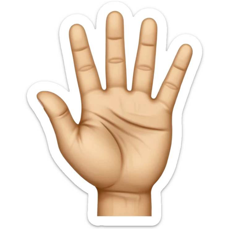 a human right hand emoji giving the "Scram" (Get out of here!) sign with palm facing the viewer, fingers clenched touching the palm, and the thumb extended out to the right side. This emoji can also be used to signify thumbing a ride (hitchhiking). sticker