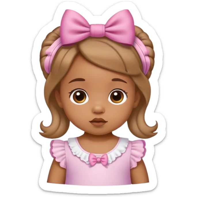 medium skin tone baby girl with bows in her hair sticker