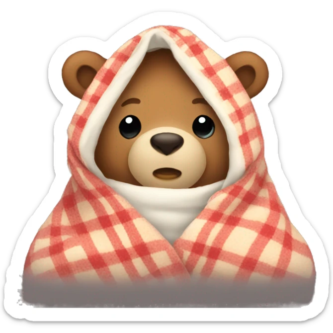 bear cozy in blanket sticker