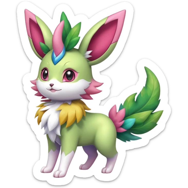 Shiny Exotic Sylveon-Skitty-Shaymin-Leafeon-Bayleaf-Meganium-Hybrid-Creature sticker