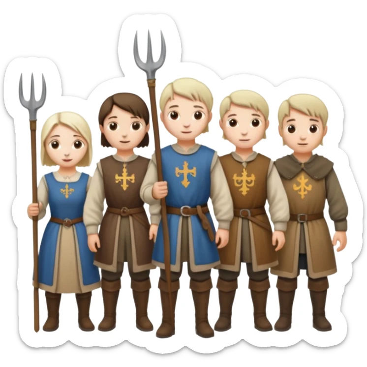 les villageois qui certains ont des fourches  sapé en moyen age sticker