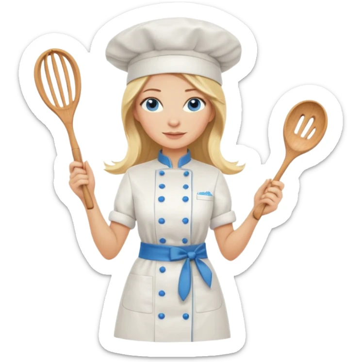 Full body 
Sexy Long Blonde hair blue eyed female chef sticker