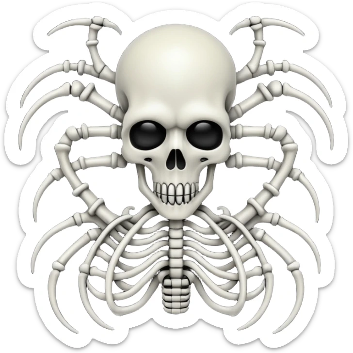 organic black wires and bones fused together, undead, Giger-esque biomechanical style sticker