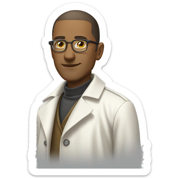 <excerpt>
A man with short hair, donning tinted glasses in a white trench coat, is an alchemist.
</excerpt> sticker