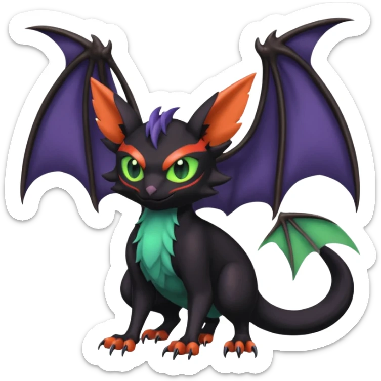  Noibat-Noivern-Nargacuga-Litten-Hybrid with huge bat wings for ears sticker