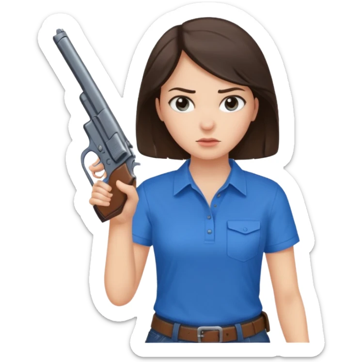 A pretty badass brunette girl who is about to kill herself witha gun sticker