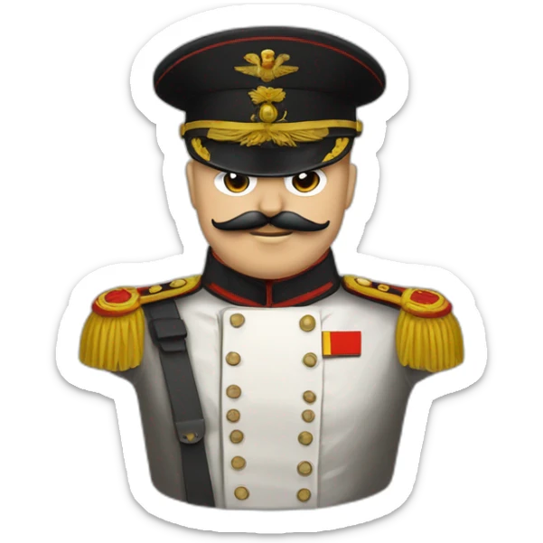 Bonhomme avec une petite moustache des cheveux noir et un uniforme militaire allemand et un brassard sticker