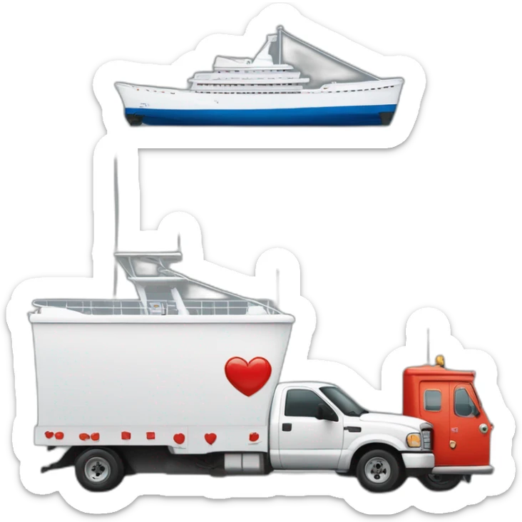 the love boat tv show and an idling truck, integrated sticker