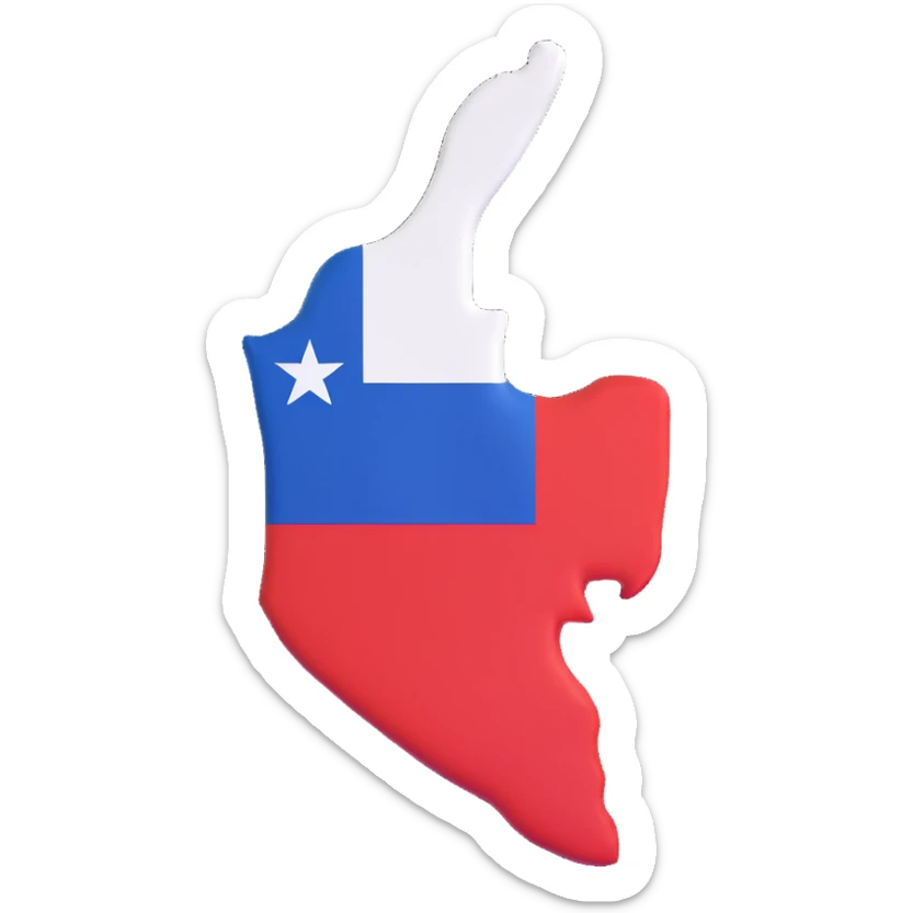 3D illustration of the shape of Chile covered with the Chilean flag, vivid and clear flag colors sticker