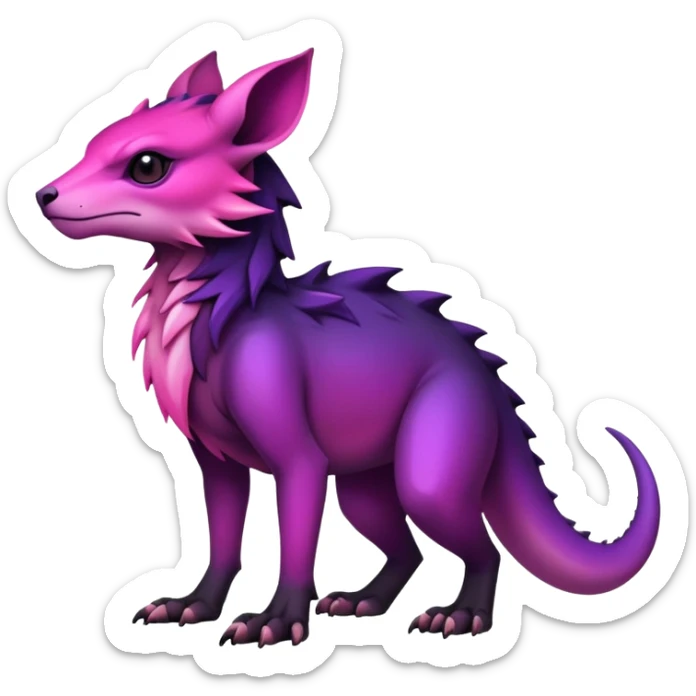 Cool Edgy Black-pink-purple-gradient badass Fionbri-Vernid-animal-creature full bodyd sticker