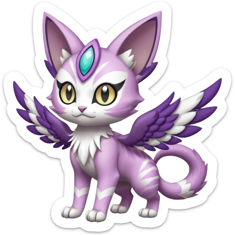 Meloetta-Purrloin-Gatomon-Trico-Pokémon-Digimon-Fakémon-fusion-hybrid-creature sticker