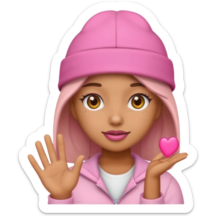 A baddie girl giving cute vibes but don't make it look like more of a human emoji more of a emoji sticker
