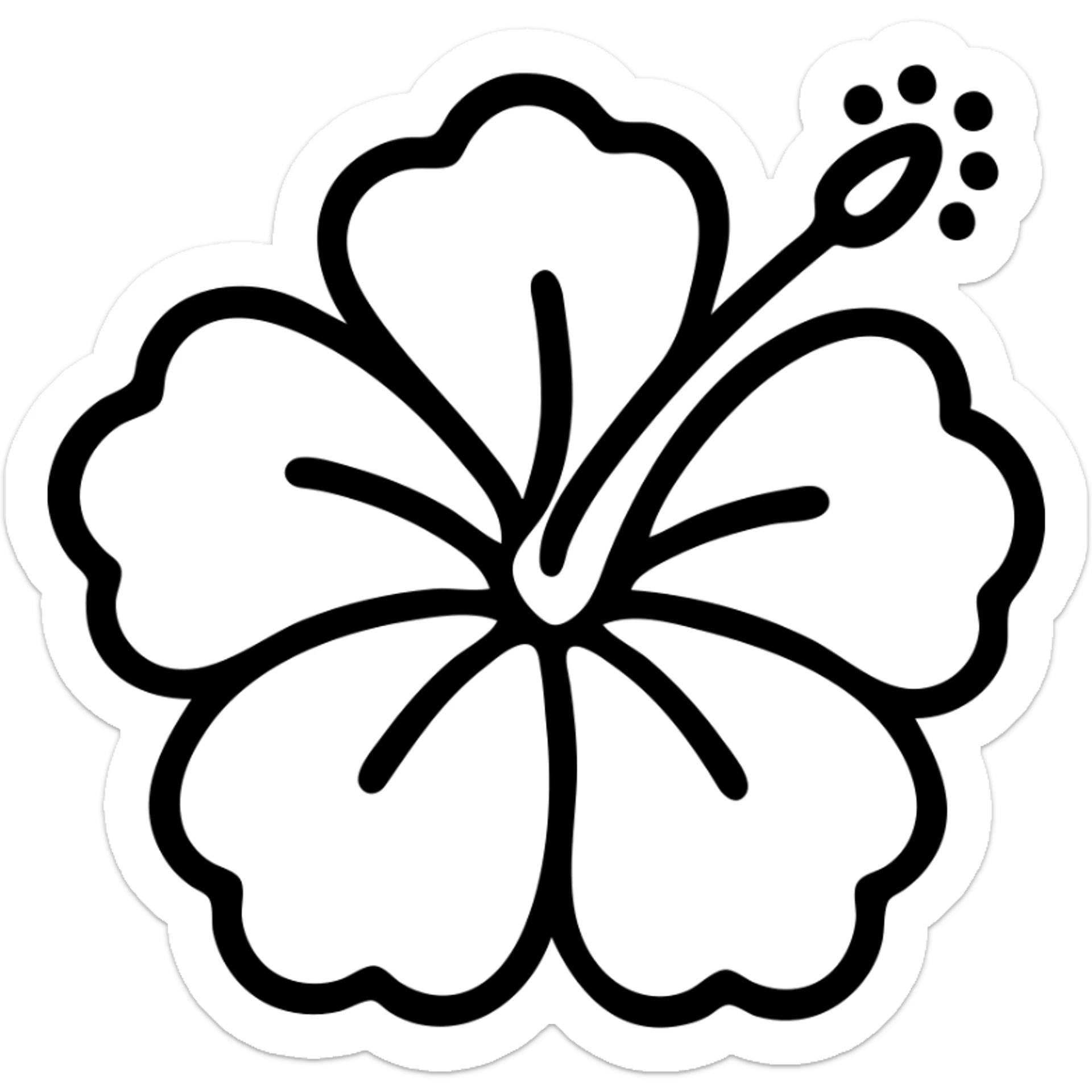 yellow hibiscus flower emoji, high detail, 4K resolution, outline icon style, black lines only, no fill, suitable for keyboard emoji sticker