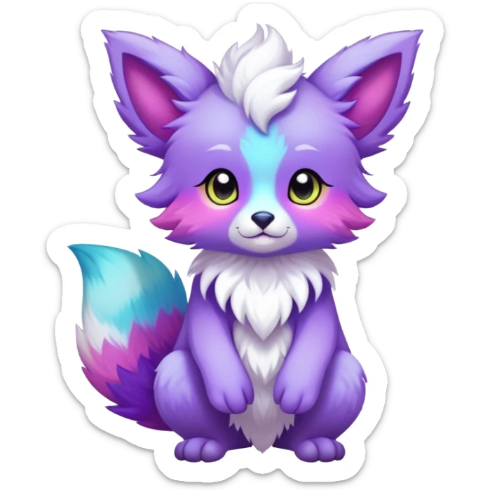 Kawaii bright fantasy ethereal anthro fursona Fakemon animal creature sticker