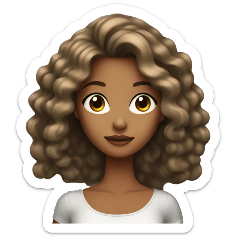 tanned skin girl with big black eyes and volume thick hair sticker