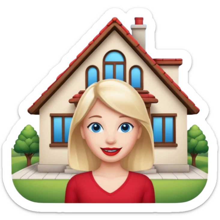 dessiner une maison moderne , met une pancarte "Airbnb", rajoute un visage (yeux et bouche) avec un sourire. sticker