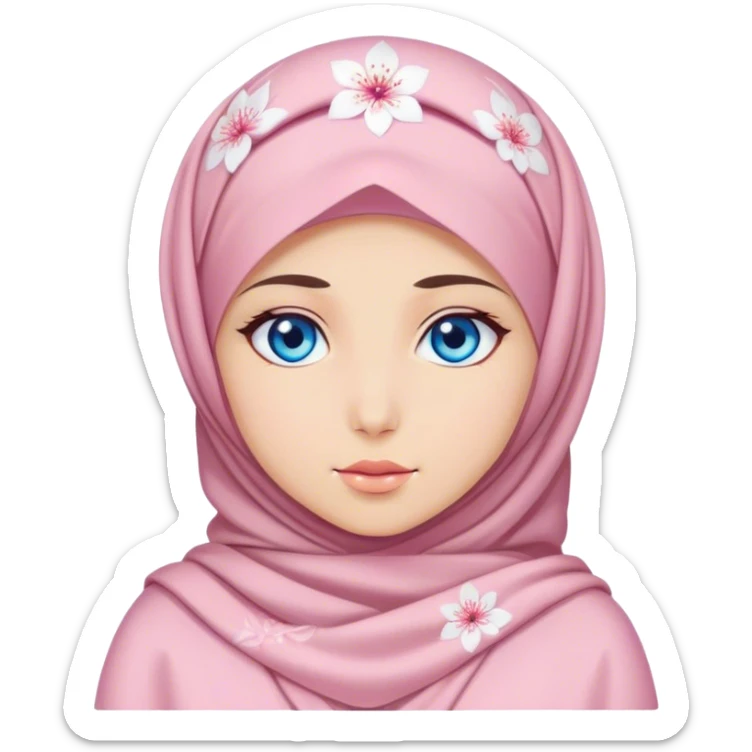 Turkish beautiful finish Konya girl blue eyes with hijab and Sakura dress sticker