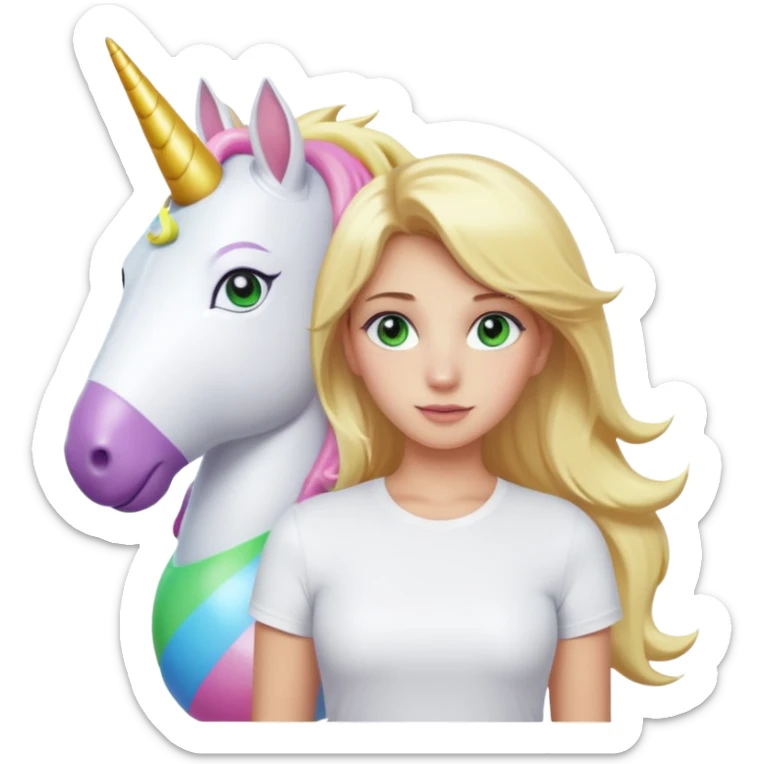 Un fille blonde au yeux vert je veut du mascara sur mais sil je veux un t-shirt blanc moulant et je veux un géant sticker