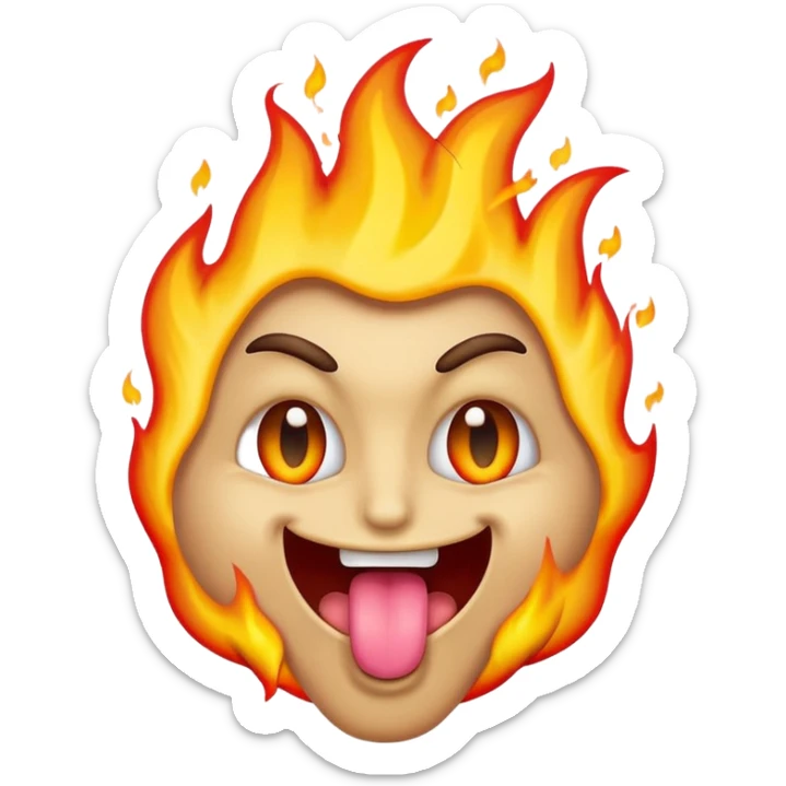 a samsung-style emoji of a basic face with dollar sign eyes sticking out a flaming tongue sticker