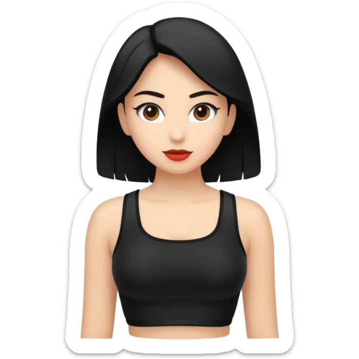 Siyah uzun saçlı siyah ceket  polar ceket ceket gevşek biraz omzundan çıkıyormuş gibi ve bugday ten rengi soltaraftaki omzundan çıkık sadece içinde de siyah crop var crop  sticker