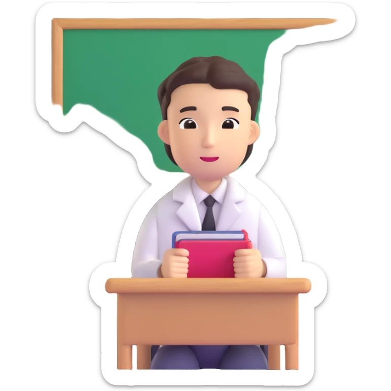 Japanese male high school student decorating classroom for cultural festival sticker