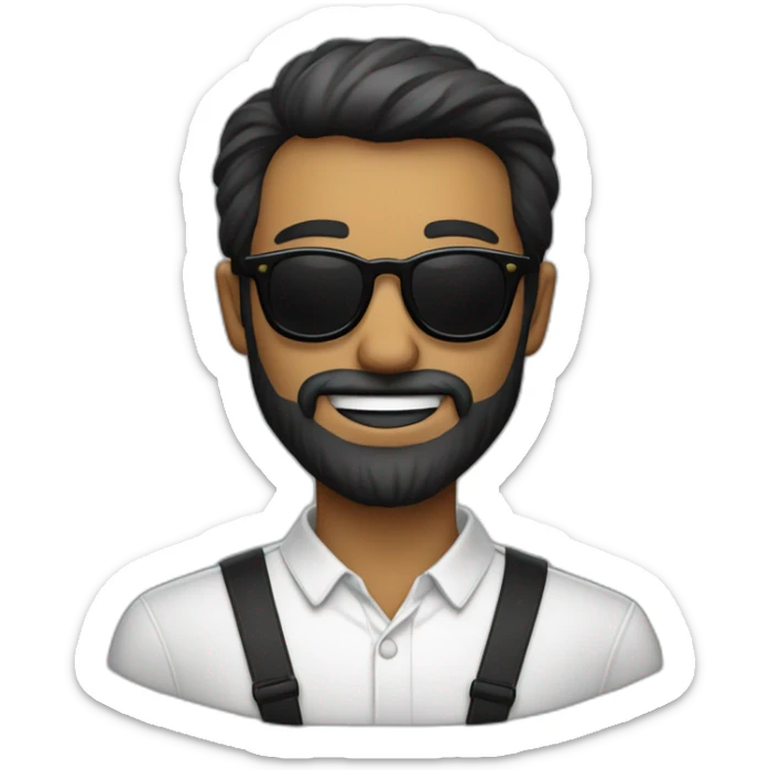 Homme chauve avec une barbe noir et des lunettes de soleil sticker