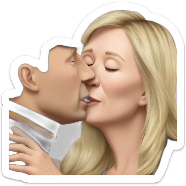 marine lepen giving a kiss to vladimir putin sticker