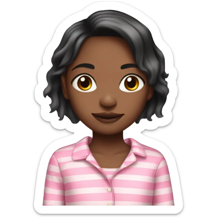 Pretty black girl long hair in striped pink pajamas  sticker