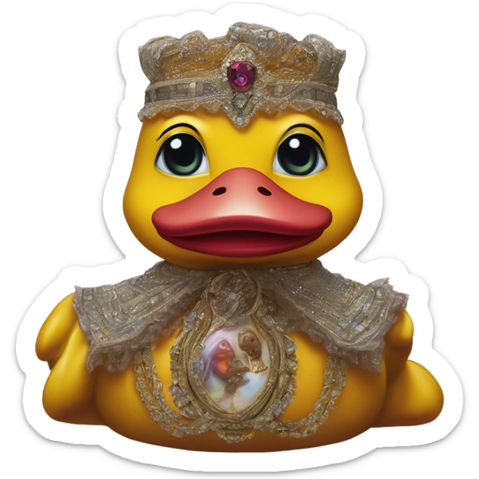 Warcraft Rubberduck in Dior Gucci Hermes, oil paint, mysterious eyes, intricate lips, masterpiece portrait , odd perspective, beautiful, desirable, logical sticker