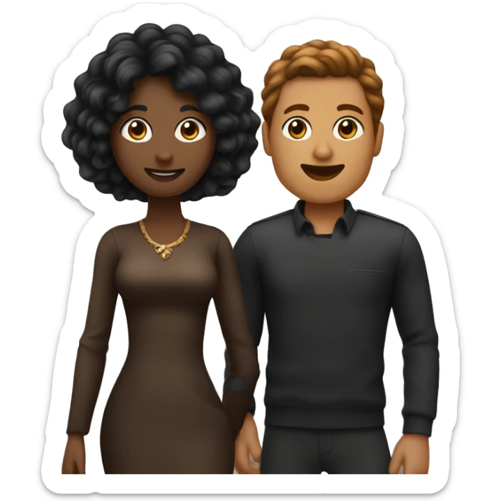 Femme cheveux noir se marie avec un homme avec cheveux marron sticker