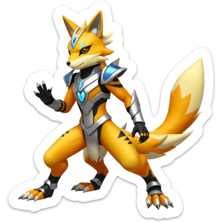 Modern futuristic Lombax-Zeraora-Renamon-fusion (full body) sticker