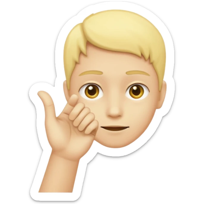 A yellow circle face person with neutral face with his hand in front of him at 90 degree angle sticker