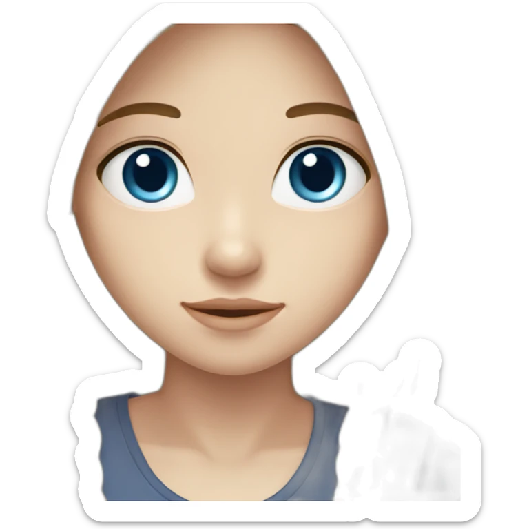 Brunette girl with long hair, white skin, Europe race,blue eyes sticker