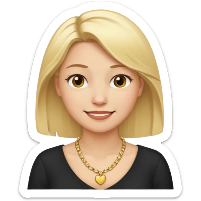Female with Gold Necklace, fair skin,blonde hair, different expressions. sticker