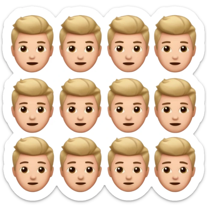 buat kan saya emoji berupa icon cowo dengan potongan quiff rapih dengan berbagai ekspresi sticker
