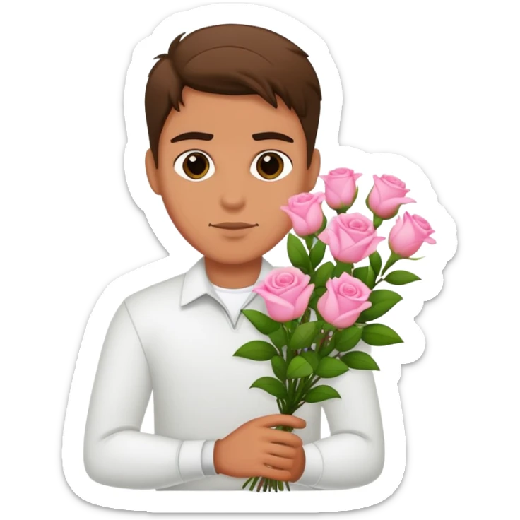The bad boy is holding a bouquet of pink jasmine roses sticker
