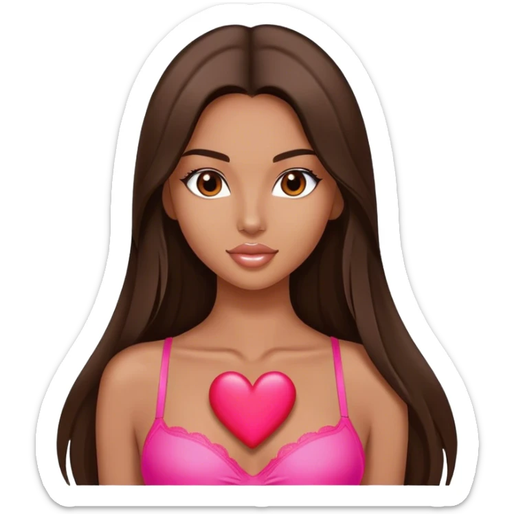 victoria’s secret model with long brunette straight hair heart sticker