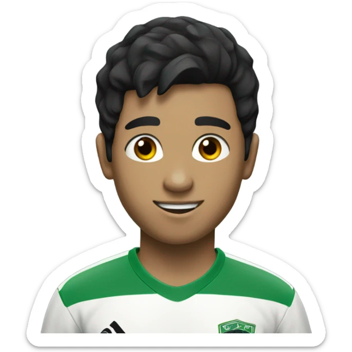A soccer player with a green shirt with white skin olor with black hair and a number 10 in his shirt  sticker