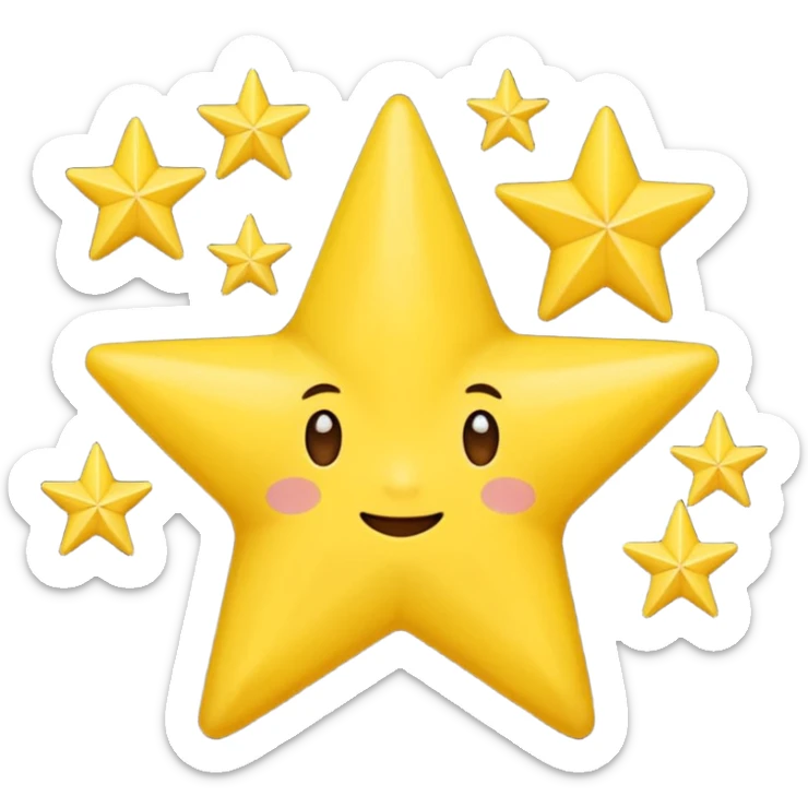 Centang berwarna putih berada di dalam bintang warma kuning sudutnya sepuluh sticker