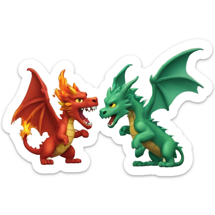 un dragon qui ce bat contre un lion qui crache du feu sir un loup sticker