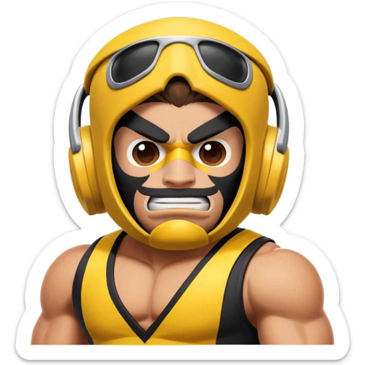 El Primo character from Brawl Stars, a muscular wrestler with a luchador mask and yellow and black outfit sticker