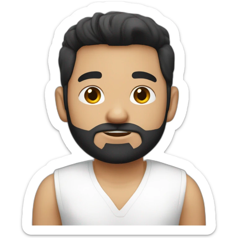 white skin indian in plain white shirt with sleeve up and quiff black hair and light beard avatar sticker