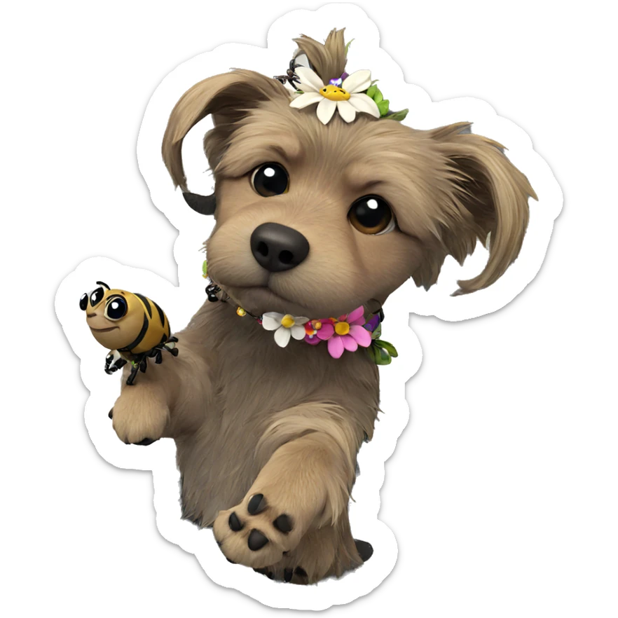 flower necklace with bug detail sticker