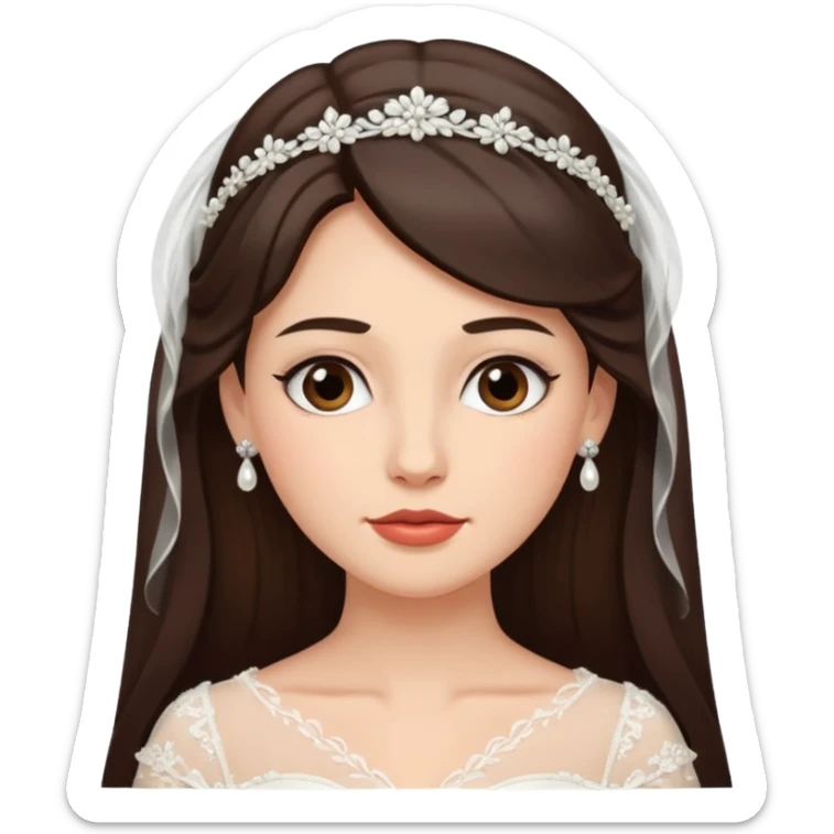 Blonde skin bride with dark brown hair with a chin on her face sticker