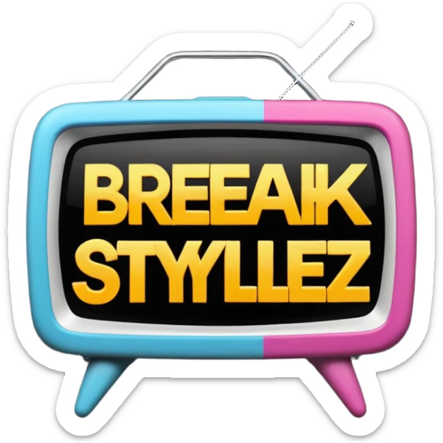 un gif texte qui défile  "BREAKSTYLEZ TV"  change de couleur sur fond noir sticker